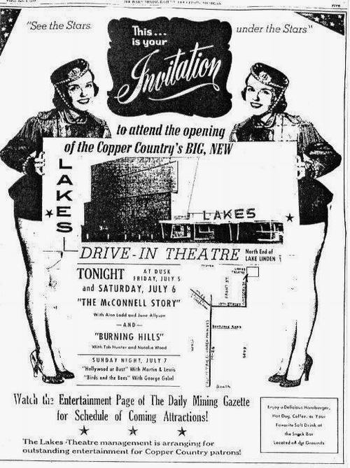 Lakes Drive-In Theatre - Old Ad (newer photo)